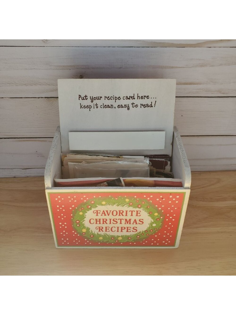 VTG Wooden Recipe Box Christmas Includes Recipes Holiday Kitchen Decor Japan